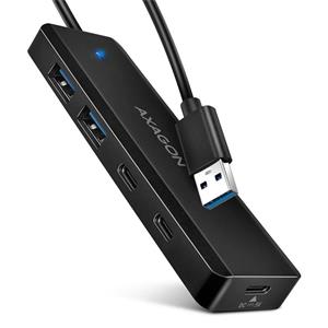 AXAGON HUE-C2A, 4× USB 5Gbps TRAVEL hub, 2× USB-A + 2× USB-C, USB-C napájení, kabel USB-A 19cm