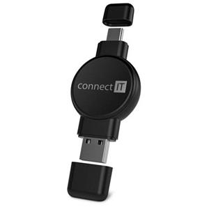 CONNECT IT WatchTravelCharge bezdrátová nabíječka Qi (Apple,Samsung) USB-A/USB-C, ČERNÁ