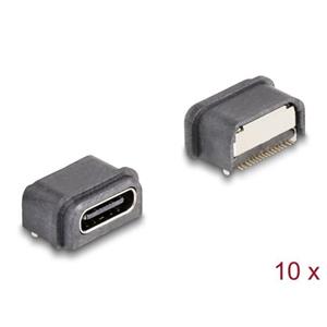Delock 16-pinový SMD konektor USB 5 Gbps USB Type-C™, zásuvkový, k montáži pájením, vodotěsný, 10 ks