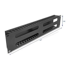 Delock 19” Management panel pro správu kabelů, se 4 otvory, 2U, kov, černý