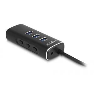 Delock 3 portový rozbočovač USB 10 Gbps obsahující čtečku karet SD a Micro SD s konektorem USB Type-C