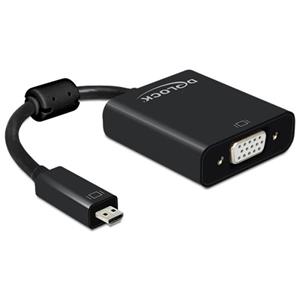 Delock adaptér HDMI Micro-D samec > VGA samice, s Audio, černý