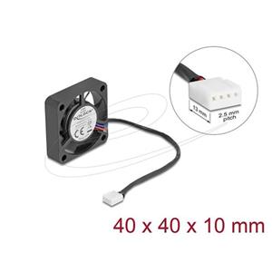 Delock Axiální ventilátor: 12 V DC, 40 x 40 x 10 mm, černý