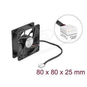 Delock Axiální ventilátor: 12 V DC, 80 x 80 x 25 mm, černý