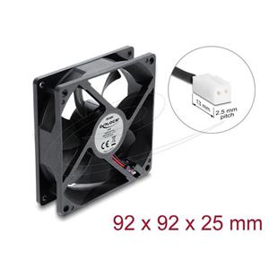Delock Axiální ventilátor 48 V DC, 92 x 92 x 25 mm s 2-pinovým zásuvkovým konektorem ventilátoru, černý