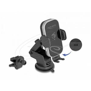 Delock Bezdrátová nabíječka do auta s držákem mobilních telefonů s funkcí nabíjení a chlazení 15 W – Qi