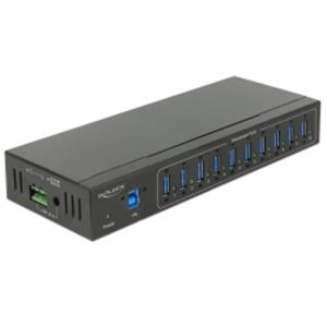 Delock Externí průmyslový Hub 10 x USB 3.0 Typ-A s ochranou 20 kV ESD