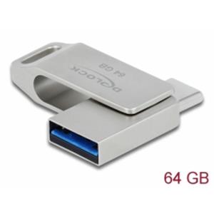 Delock Flash disk USB 3.2 Gen 1, USB-C™ + Typ-A, 64 GB - kovový kryt