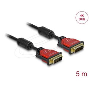 Delock Kabel DVI 24+1 samec > DVI 24+1 samec 5 m červený kovová spona