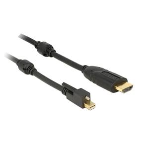 Delock Kabel mini Displayport 1.2 samec se šroubky > HDMI samec 4K aktivní černý 3 m