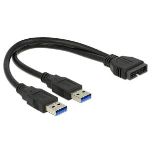 Delock kabel USB 3.0 Pin konektor samec > 2 x USB 3.0 Type-A samec 25 cm