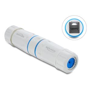 Delock Kabelový konektor ze zásuvky RJ45 na zásuvku RJ45, Cat.6A, se závitem M23.5 x 1,5 mm, s prachotěsností a vodotěsn