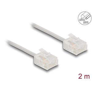 Delock Síťový kabel rozhraní RJ45 Cat.6, UTP Ultra Slim, 2 m, šedá s krátkými zástrčkami