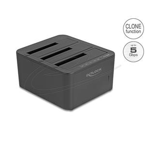 Delock USB dokovací stanice pro 3 x SATA HDD / SSD s funkcí klonování 1:2