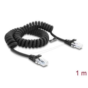 Delock Vinutý kabel rozhraní RJ50, ze zástrčky na zástrčku, 1 m, černý