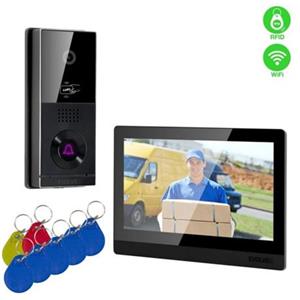 EVOLVEO DoorPhone AHD10, Sada domácího WiFi videotelefonu s ovládáním dveří a RFID, černý 10" monitor, 32GB