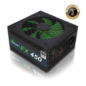 EVOLVEO FX 450, zdroj 450W, 80+ White, ATX 2.2, 1× PCIe, aPFC, tichý 140mm ventilátor, 4x SATA, bulk, záruka 3 roky, černý