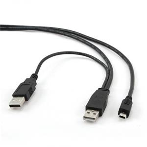 GEMBIRD CABLEXPERT Kabel USB A-MINI 5PM 2.0, 0,9 m DUÁLNÍ pro extra napájení