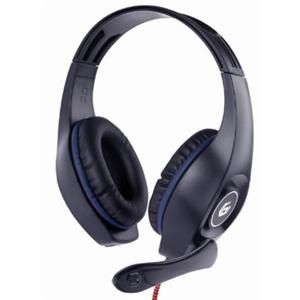GEMBIRD herní headset s ovládáním hlasitosti, modro-černý, 3,5mm konektor
