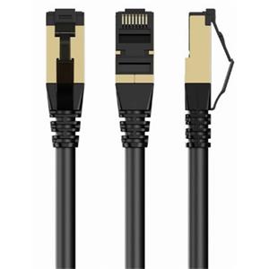 GEMBIRD PP8-LSZHCU-BK-2M – S/FTP Cat. 8 patch kabel s LSZH pláštěm, černý, 2 m