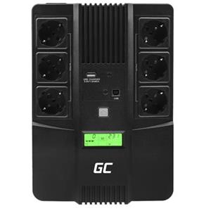 Green Cell Nepřerušitelný napájecí zdroj UPS AiO 600VA 360W s LCD displejem | VERZE EU | 6x zásuvky Schuko