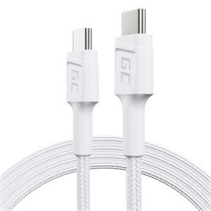 Green Cell PowerStream Cable White USB-C Type C 1,2m with fast charging Power Delivery 60W, Ultra Charge, Quick Charge 3