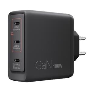 Lenovo CONS Multi-port USB-C 100W GaN Charger = napájecí adaptér s 3x UBS-C v černé barvě