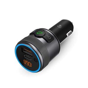 Nedis CATR3024BK - FM transmitter do auta | Reproduktor | 1.00 " | Bluetooth® | PD 18 W/PD 24 W | Google Assistant/Siri