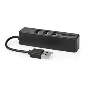 Nedis CCGB60250BK01 - USB hub | 1x USB-A | 3x USB A Zásuvka | 5 Portů port(s) | USB 2.0 | Napájení z USB | SD & MicroSD