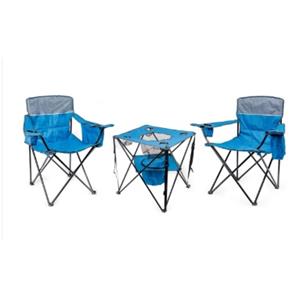 PLATINET KEMPINGOVÝ SET 2x ŽIDLE POLSTROVANÁ 55x55x44/90 CM + 1x STŮL 59x59x60 cm MODRÁ