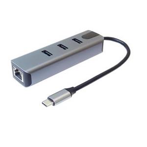 PremiumCord Adapter USB-C na Gigabit 10/100/1000Mbps + 3x USB3.2 konektor