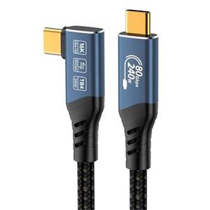 PremiumCord USB4™ Version2.0 80Gbps 16K@60Hz 240W Thunderbolt 3 a 4 kabel zahnutý 1m